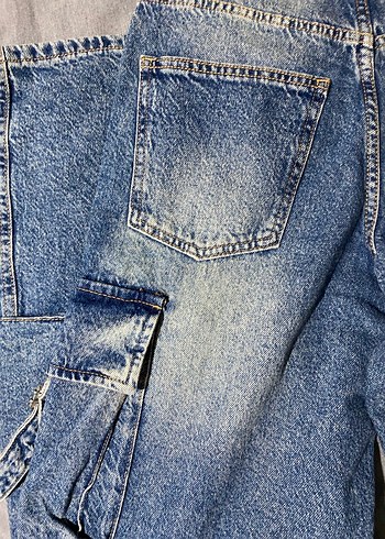 Kadın Mavi Batik Desenli Bol Kesim Kot Pantolon - Görsel 6