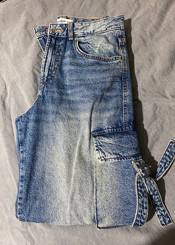 Kadın Mavi Batik Desenli Bol Kesim Kot Pantolon - Görsel 5