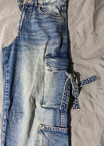 Kadın Mavi Batik Desenli Bol Kesim Kot Pantolon - Görsel 2