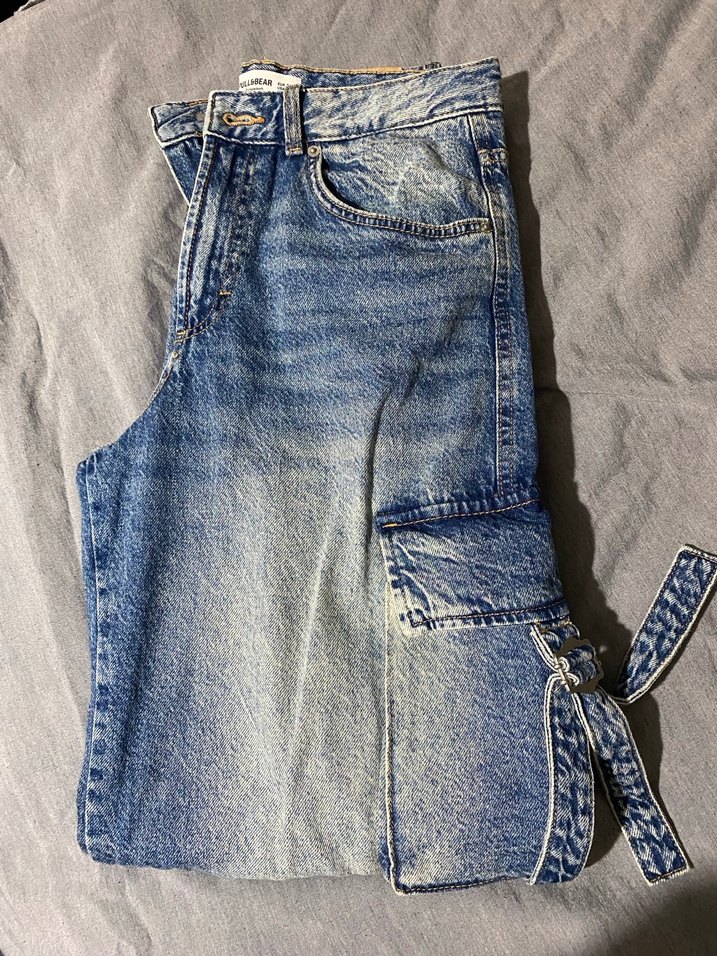 Kadın Mavi Batik Desenli Bol Kesim Kot Pantolon - Görsel 5