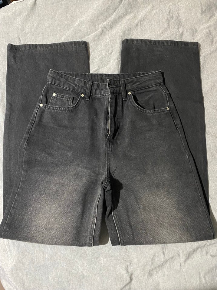 Siyah Rahat Kesim Midi Kadın Kot Pantolon - Görsel 2