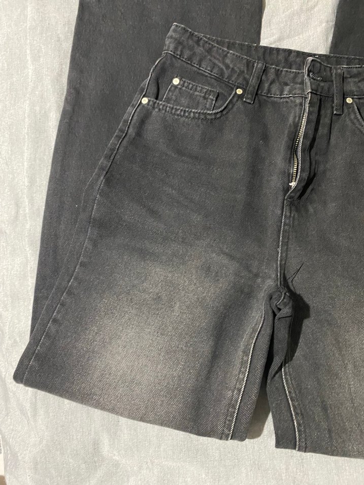 Siyah Rahat Kesim Midi Kadın Kot Pantolon - Görsel 3