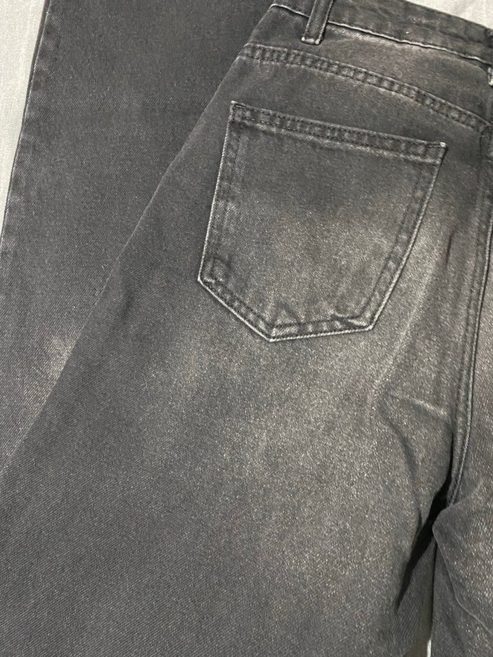 Siyah Rahat Kesim Midi Kadın Kot Pantolon - Görsel 5