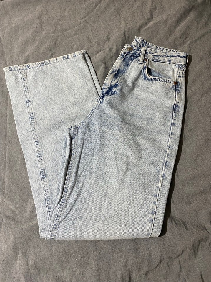 Düğmeli Gri Batik Desenli Kadın Jean - Görsel 2