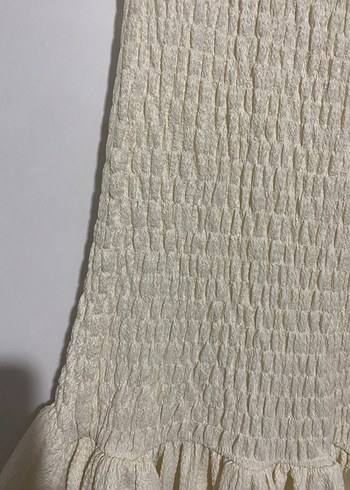 Kadın Beyaz Keten Pilili Uzun Elbise - Görsel 5