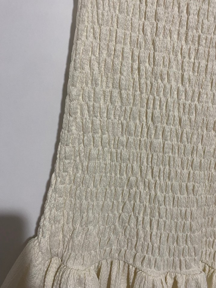 Kadın Beyaz Keten Pilili Uzun Elbise - Görsel 5