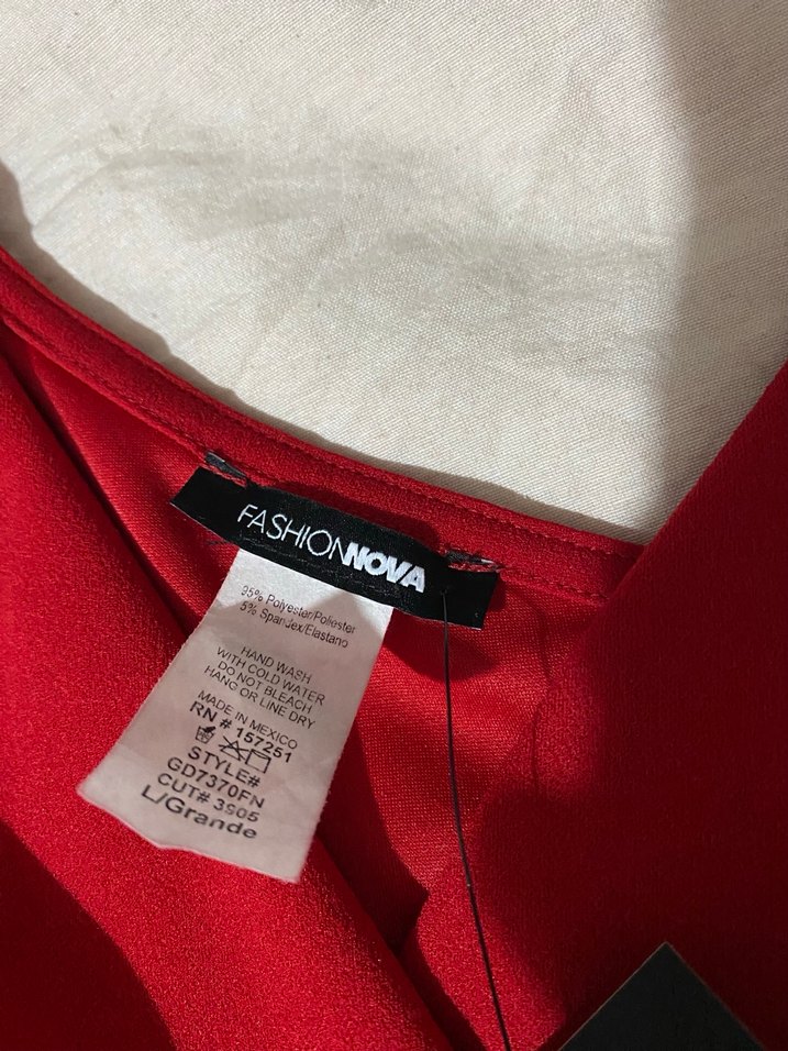 Kırmızı Drapeli V Yaka Midi Elbise - Görsel 3