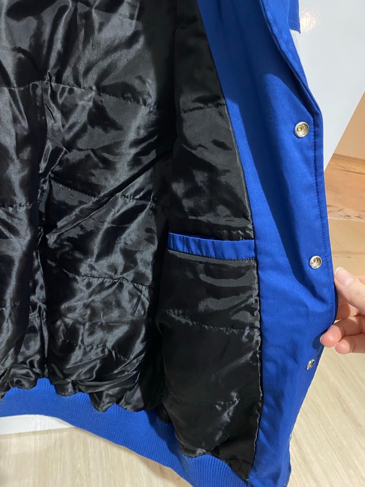 Mavi Baskılı unisex  Bomber Ceket - Görsel 3