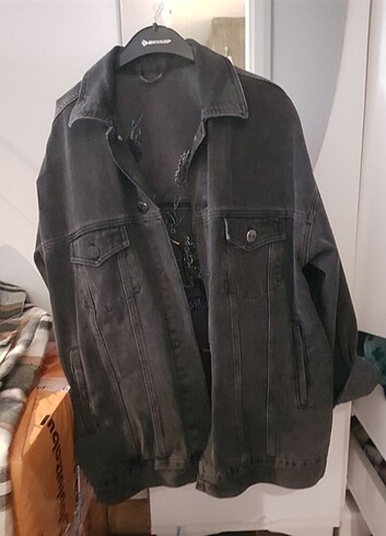 Addax Sırt detaylı siyah kot ceket 
