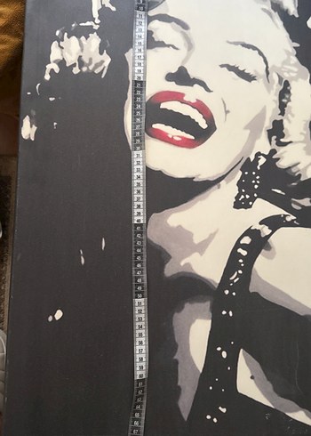 Beden Parlak Siyah Kanvas Marilyn Monroe Tablosu