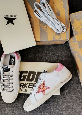 37 Beden Glitter Yıldızlı Pembe Topuklu Kadın Spor Ayakkabı
