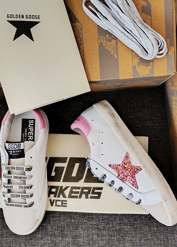 Golden Goose Deluxe Pembe Detaylı Kadın Dolgu Topuklu Spor Ayakkabı
