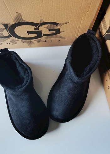 Ugg Siyah Süet Kadın Bot, Cırtlı, Blok Topuklu