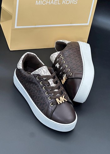 Michael Kors Kahverengi Yılan Desenli Platform Spor Ayakkabı