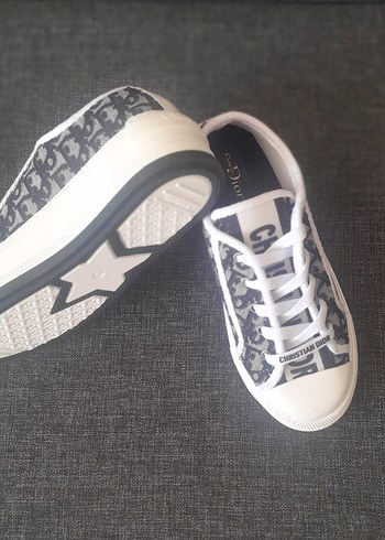 Dior Beyaz Gri Desenli Kadın Spor Ayakkabı