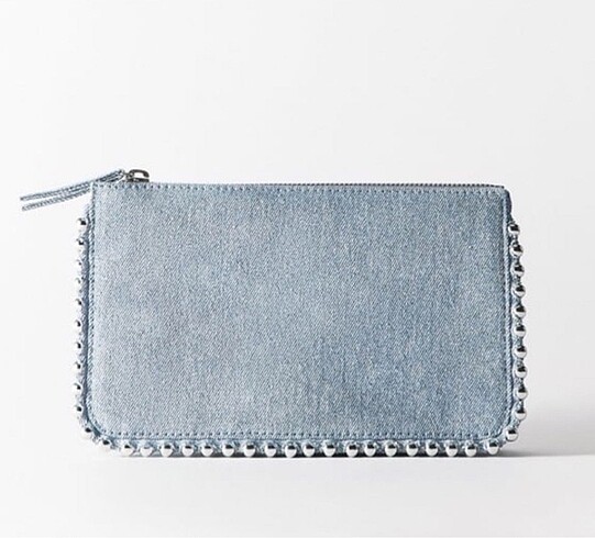Zara zımbalı çapraz askılı denim çanta