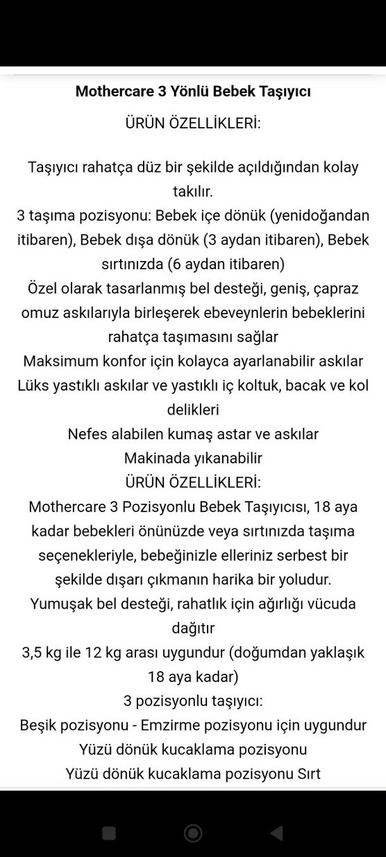 Siyah Mothercare Bebek Taşıyıcı - Görsel 3