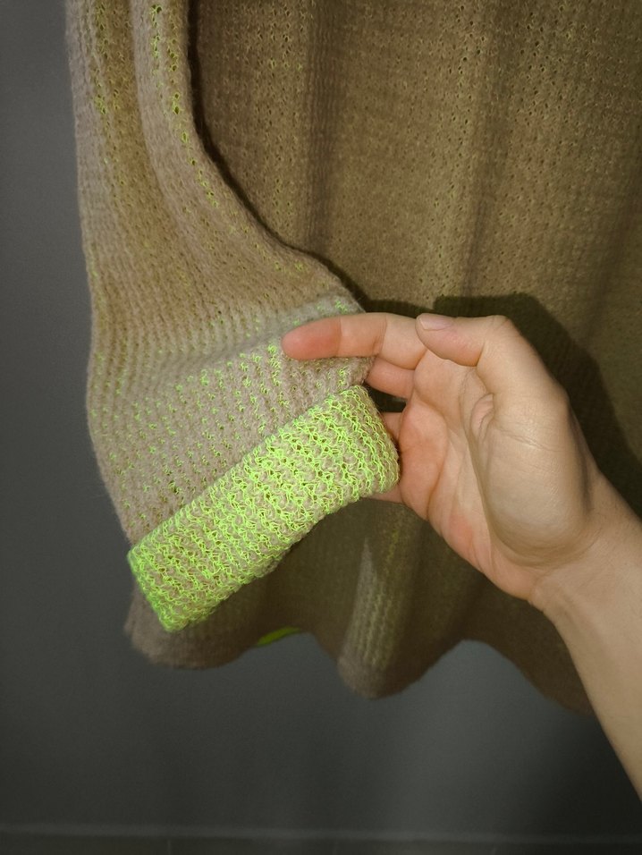 Sarı Kadın Örgü Triko Uzun Kollu Kazak - Görsel 5