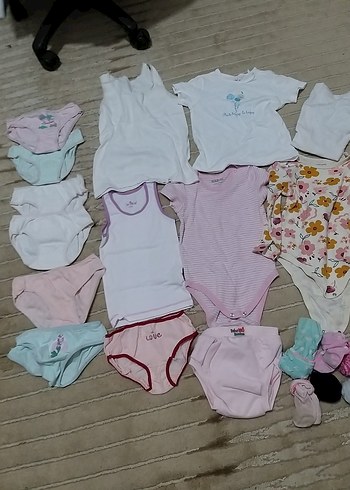 12-18 Ay Beden pembe Renk Çocuk İç Çamaşırı Seti, Pastel Pembe Tonları bebek zıbınlar