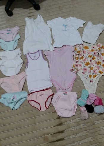 12-18 Ay Beden Çocuk İç Çamaşırı Seti, Pastel Pembe Tonları bebek zıbınlar