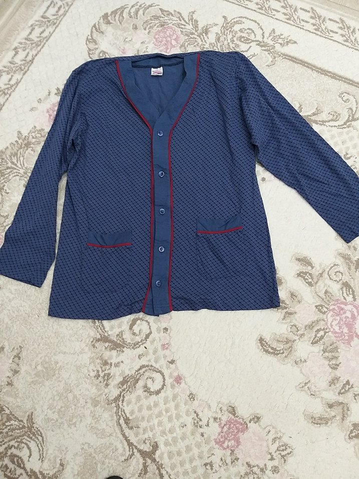 Düğmeli V Yakalı Erkek Pijama Üstü m baden - Görsel 2