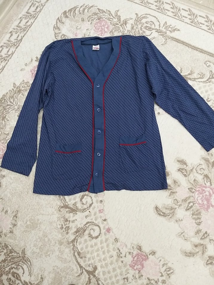 Düğmeli V Yakalı Erkek Pijama Üstü m baden - Görsel 5