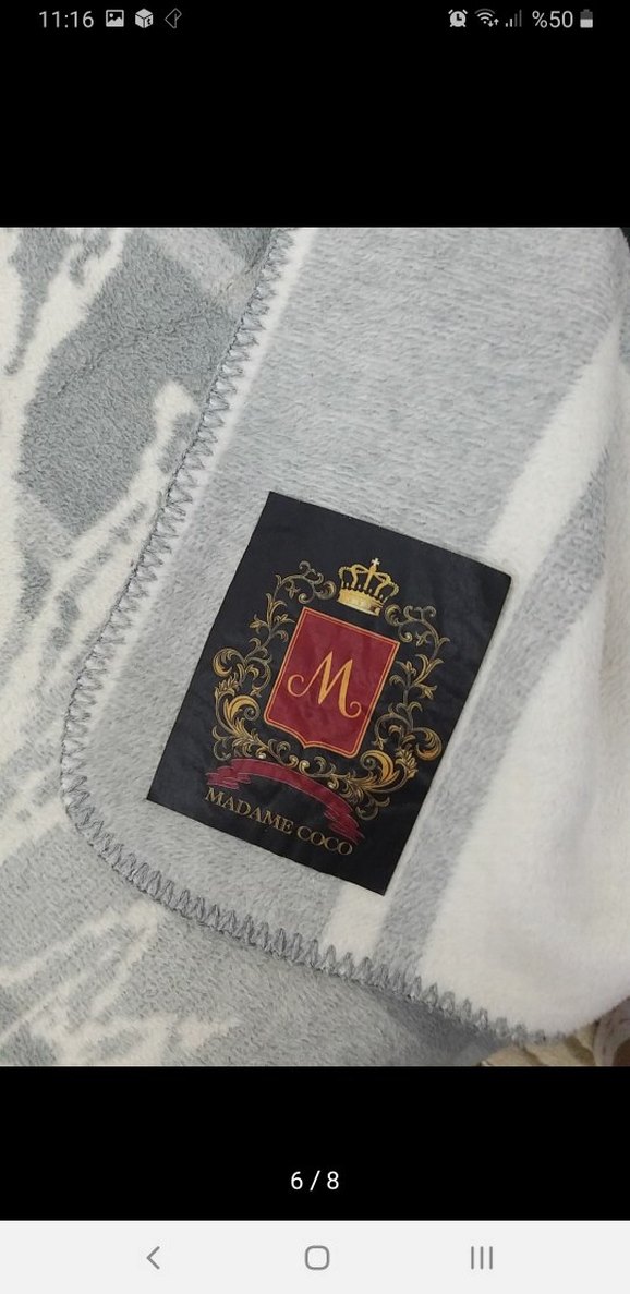 Gri Baskılı Yatak Örtüsü madam coco çift taraflı - Görsel 3