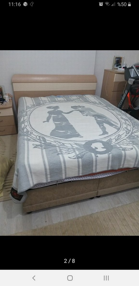 Gri Baskılı Yatak Örtüsü madam coco çift taraflı - Görsel 2