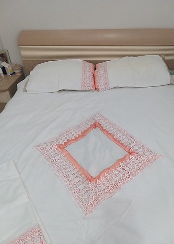 İşlemeli Beyaz nevresim takımı kaliteli tok kumaş en 180 boy 2 m - Görsel 7