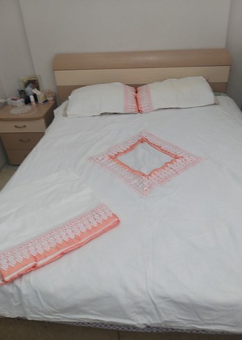 İşlemeli Beyaz nevresim takımı kaliteli tok kumaş en 180 boy 2 m - Görsel 8