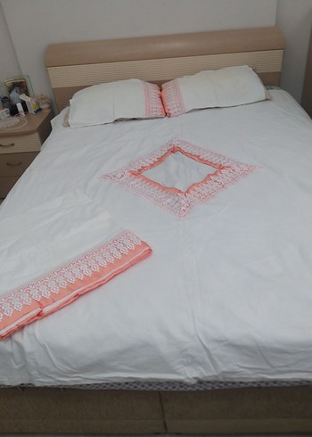 İşlemeli Beyaz nevresim takımı kaliteli tok kumaş en 180 boy 2 m - Görsel 6