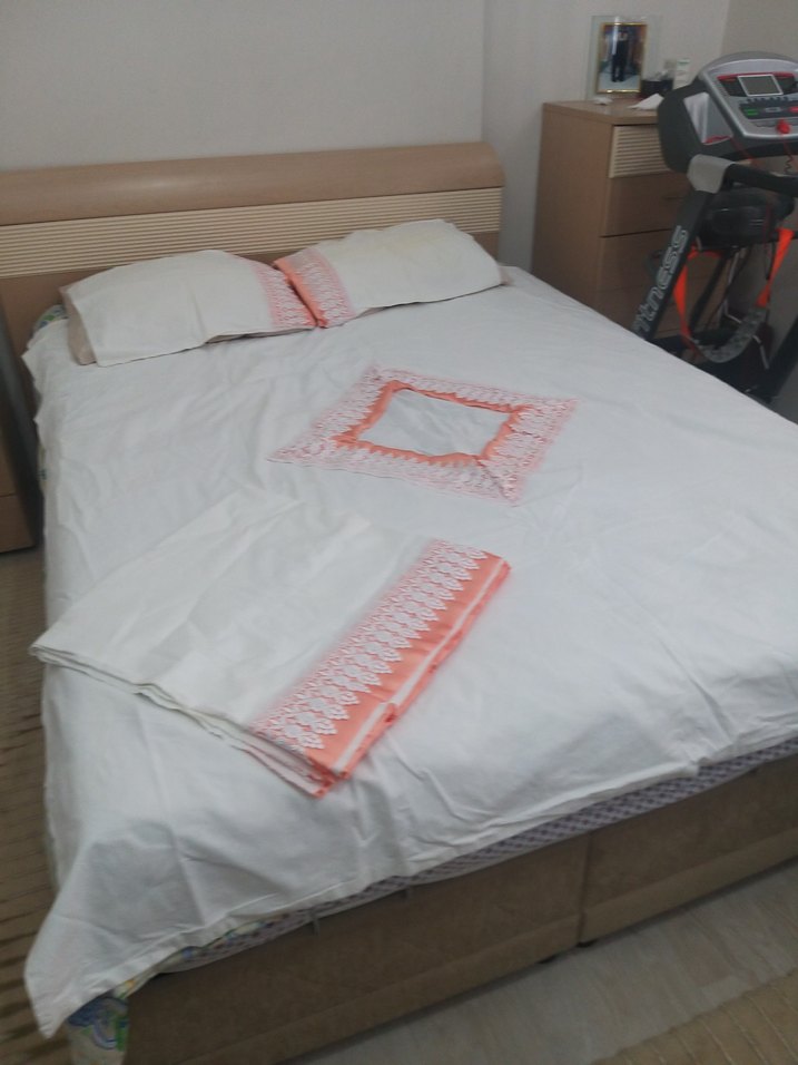 İşlemeli Beyaz nevresim takımı kaliteli tok kumaş en 180 boy 2 m - Görsel 2