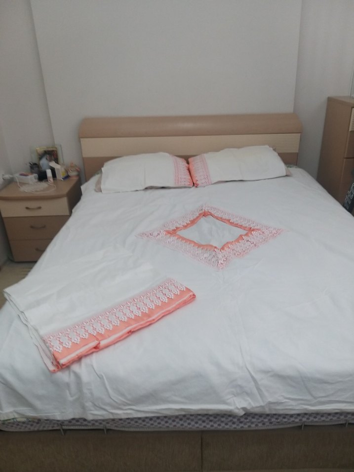 İşlemeli Beyaz nevresim takımı kaliteli tok kumaş en 180 boy 2 m - Görsel 5