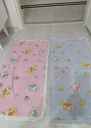 Çocuklar için renkli desenli yumuşak battaniye 2 adet pamuklu - Görsel 2