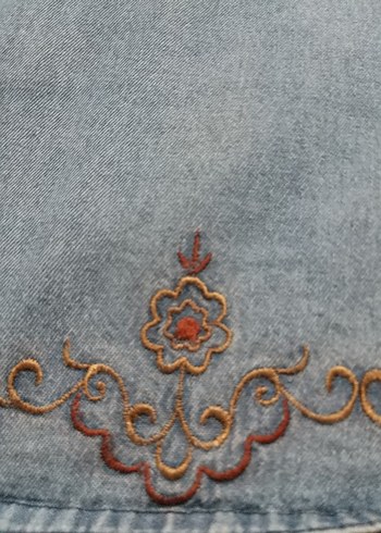 Nakışlı Mavi Uzun Kollu Denim Tunik m l beden - Görsel 10