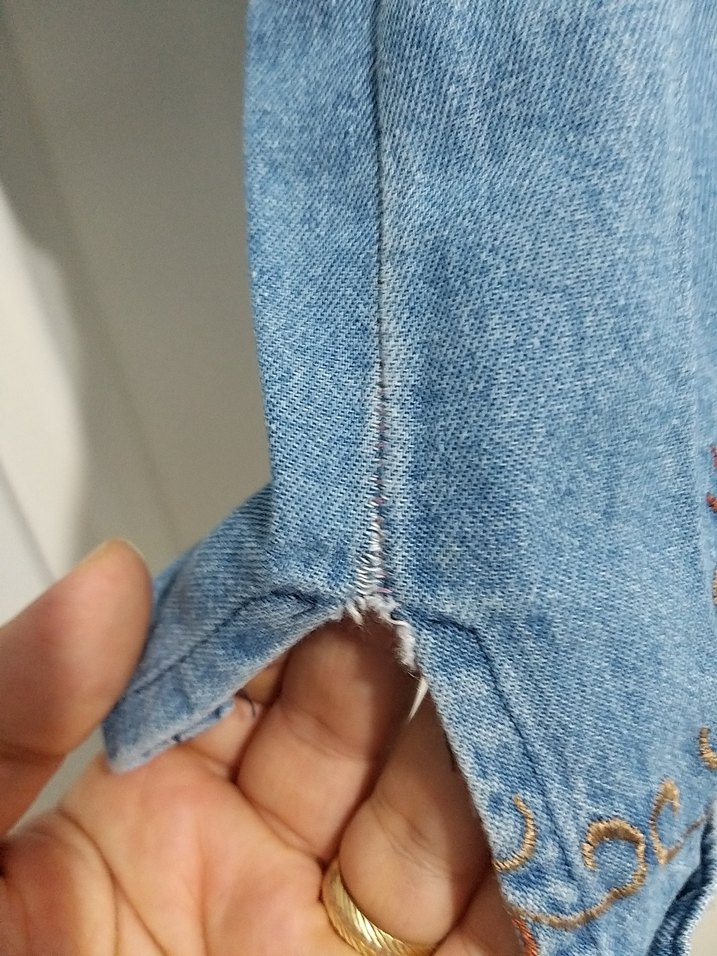 Nakışlı Mavi Uzun Kollu Denim Tunik m l beden - Görsel 4