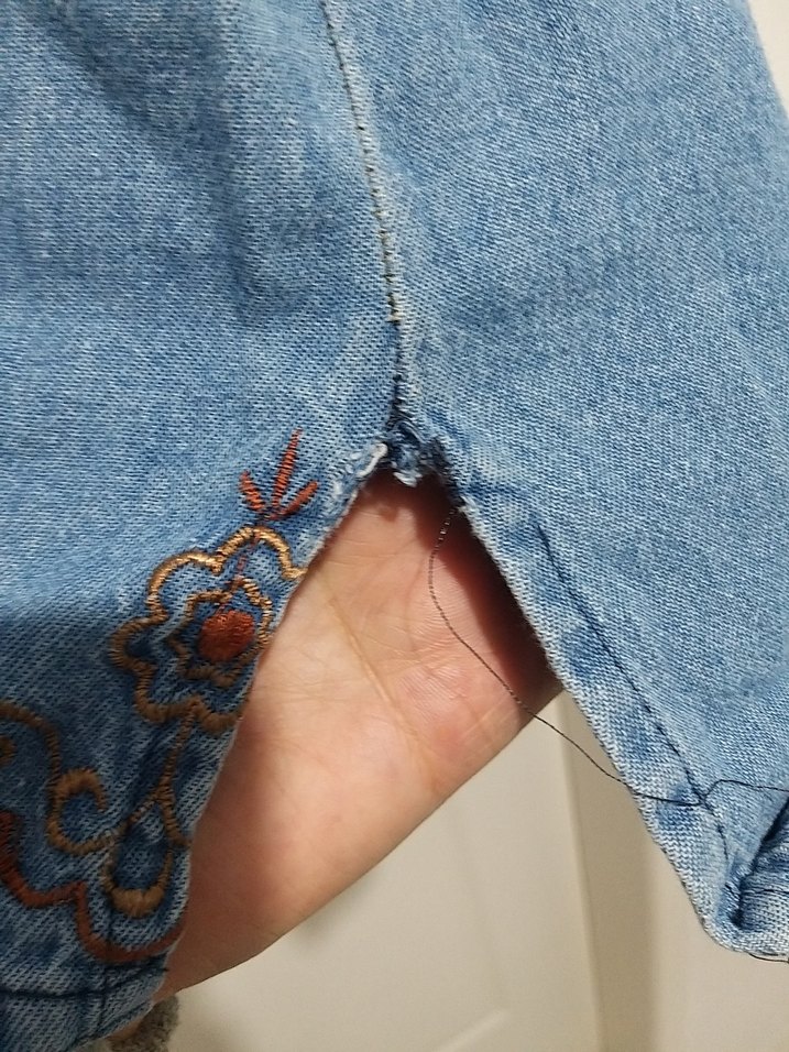 Nakışlı Mavi Uzun Kollu Denim Tunik m l beden - Görsel 3