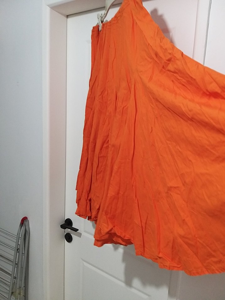 Turuncu Bohem Uzun Keten Etek tommy xl beden orjinal - Görsel 2