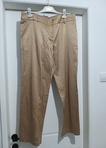 Bej Kadın saten Kumaş Pantolon 46 beden - Görsel 2