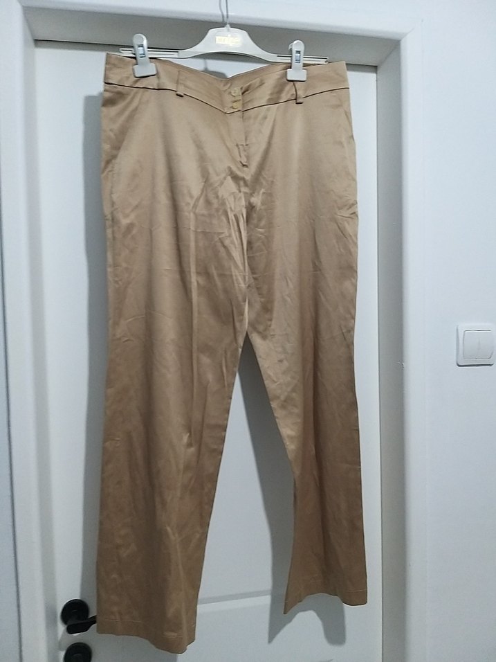 Bej Kadın saten Kumaş Pantolon 46 beden - Görsel 2