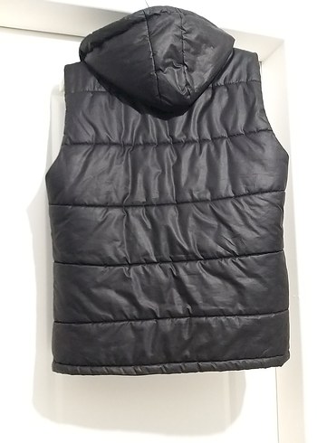 Erkek Siyah Kapüşonlu Fermuarlı Yelek l beden unisex - Görsel 5