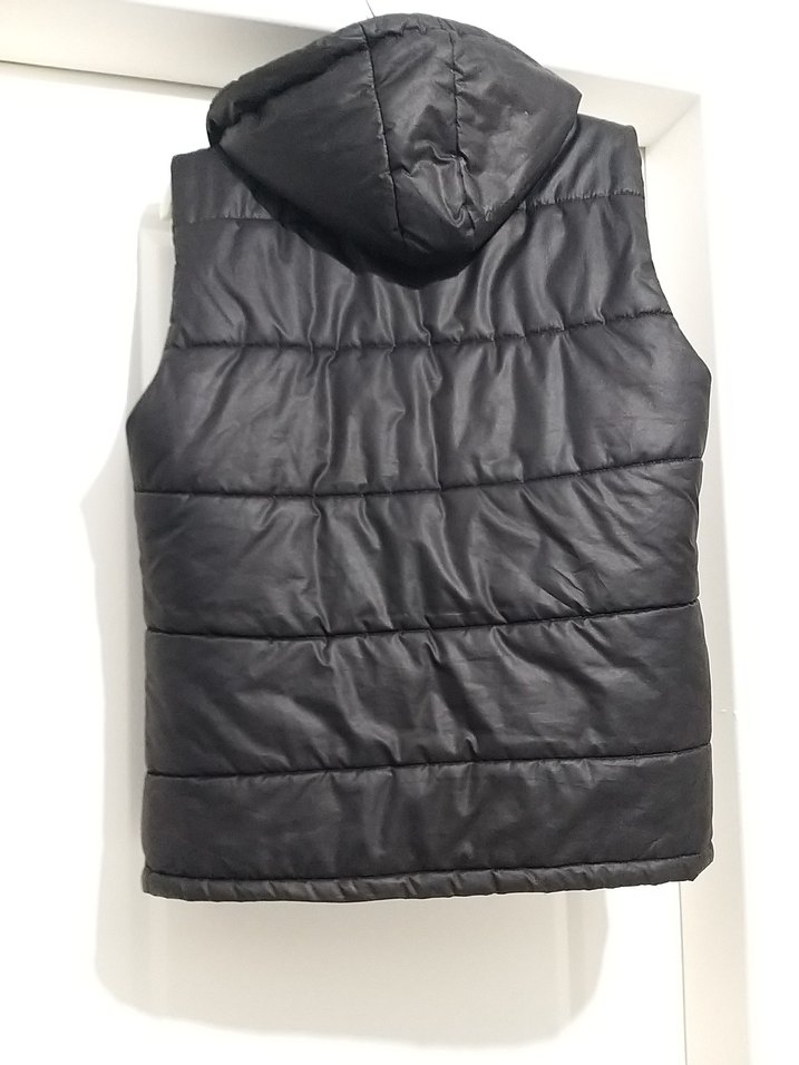 Erkek Siyah Kapüşonlu Fermuarlı Yelek l beden unisex - Görsel 5