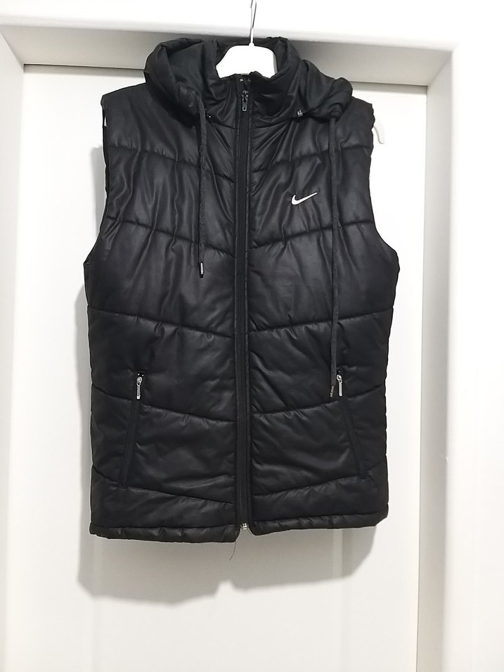 Erkek Siyah Kapüşonlu Fermuarlı Yelek l beden unisex - Görsel 2