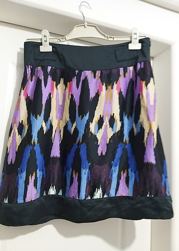 Kadın Çok Renkli Pilili Midi Etek 42 beden saten içi astarlı - Görsel 2