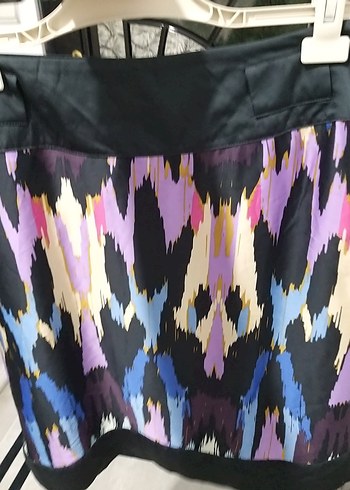 Kadın Çok Renkli Pilili Midi Etek 42 beden saten içi astarlı - Görsel 5