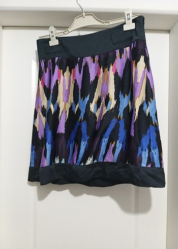 Kadın Çok Renkli Pilili Midi Etek 42 beden saten içi astarlı - Görsel 8