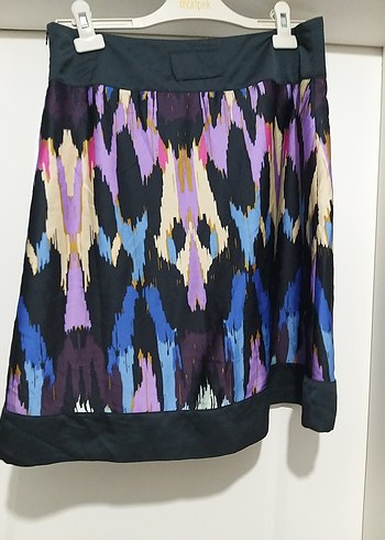 Kadın Çok Renkli Pilili Midi Etek 42 beden saten içi astarlı - Görsel 7