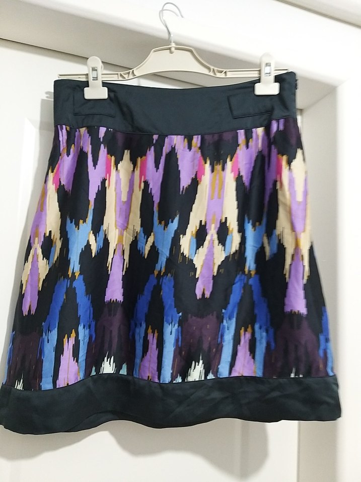 Kadın Çok Renkli Pilili Midi Etek 42 beden saten içi astarlı - Görsel 2