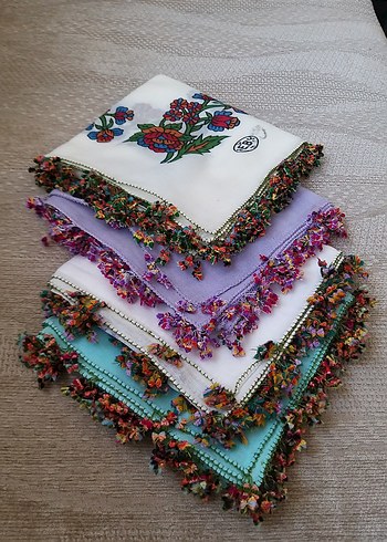 4 adet el boyama vintage iğne oyalı yazmalar tin tin oyalı - Görsel 20