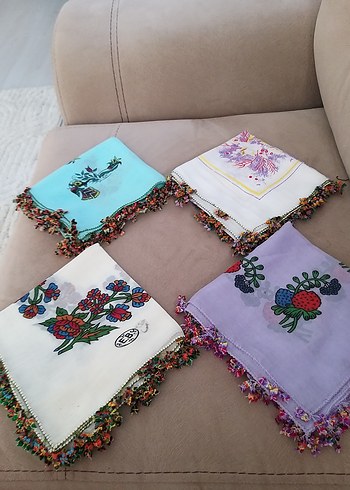 4 adet el boyama vintage iğne oyalı yazmalar tin tin oyalı - Görsel 4